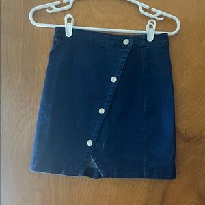 Harper Dark Blue Mini Skirt with Buttons